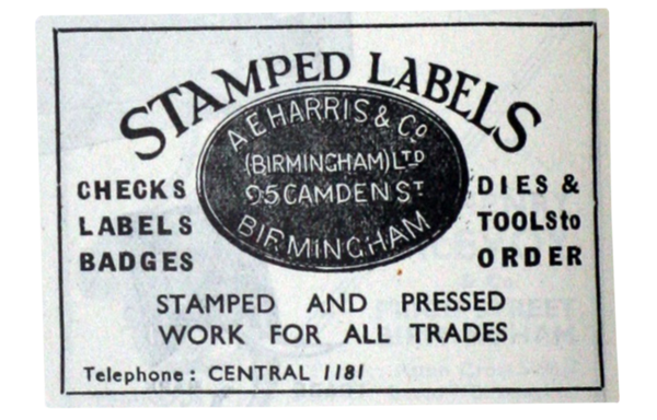 A E Harris advert